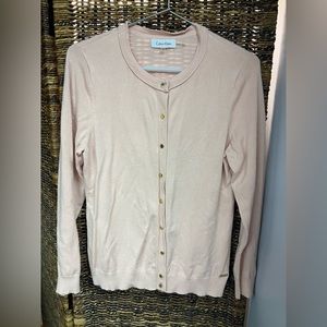 Calvin Klein - Pink Cardigan with Gold‎ Buttons, Size: Medium